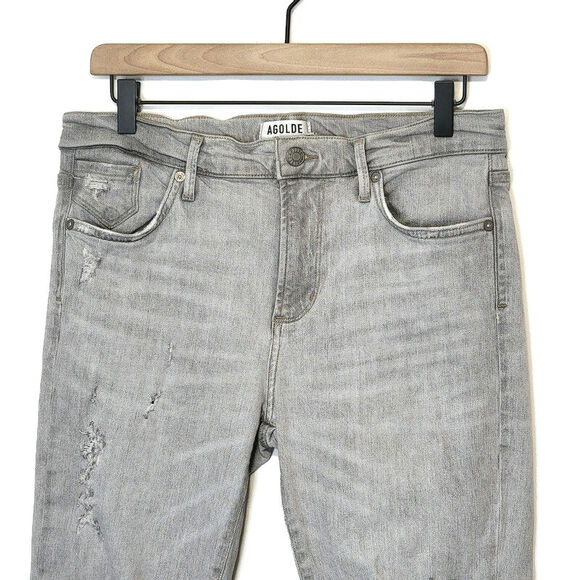 AGOLDE Feel Good High Rise Distressed Skinny Slim Denim Jean Light Gray Size 29 - Picture 3 of 16